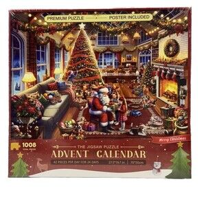 Christmas‎ Jigsaw Puzzle Advent Calendar Santa with Little Girls Giving Gift